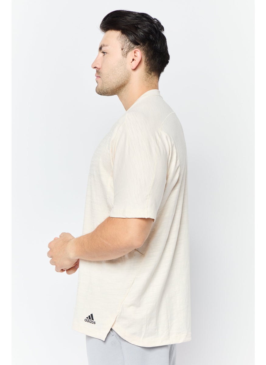 Men Sportswear Fit Short Sleeves Training T-shirt, Beige