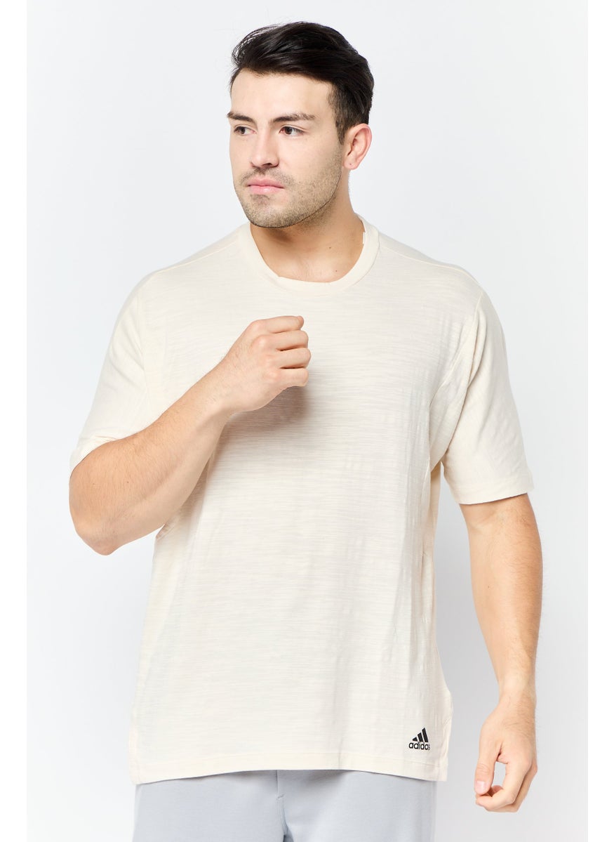 Men Sportswear Fit Short Sleeves Training T-shirt, Beige