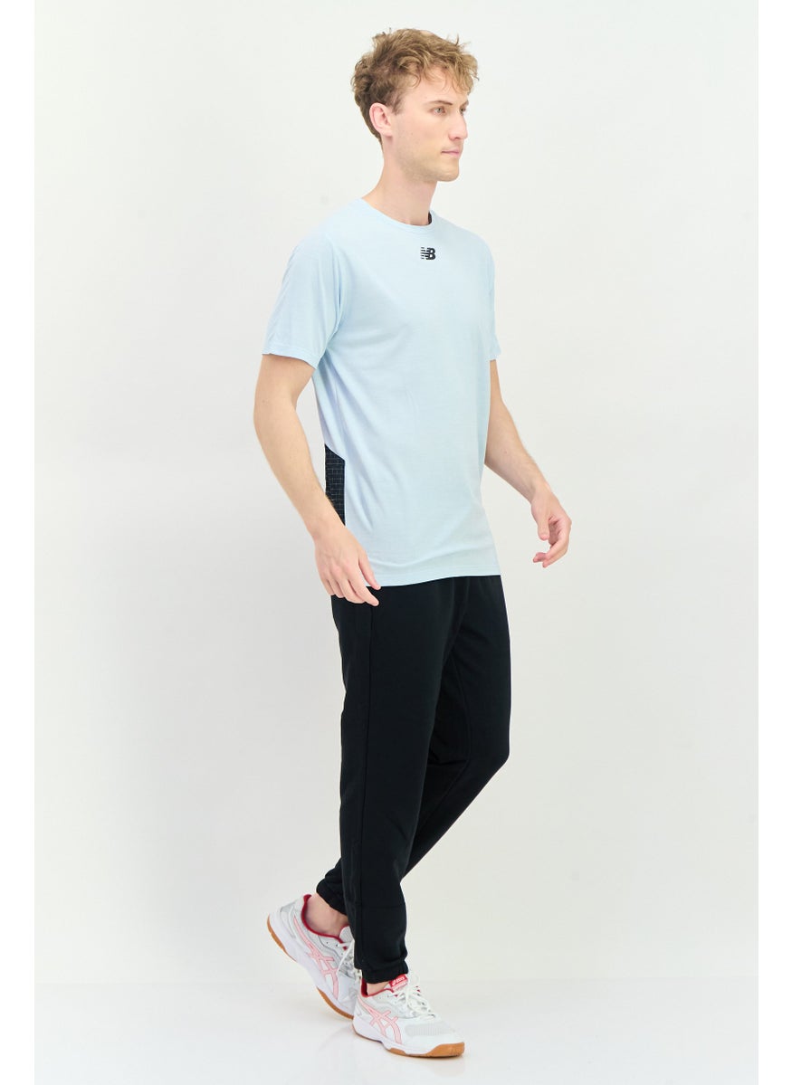 Men Sportswear Fit Short Sleeve Training T Shirt, Light Blue