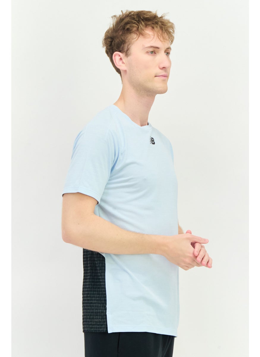 Men Sportswear Fit Short Sleeve Training T Shirt, Light Blue