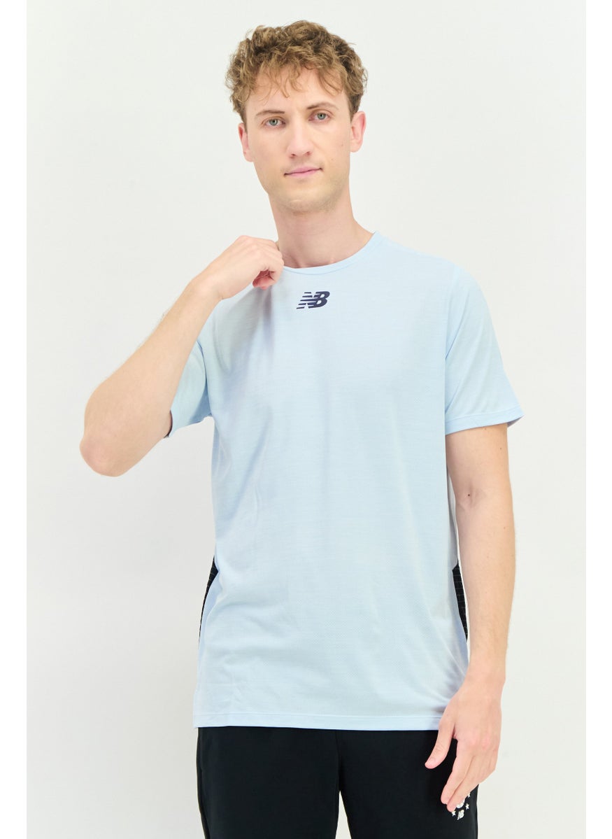 Men Sportswear Fit Short Sleeve Training T Shirt, Light Blue