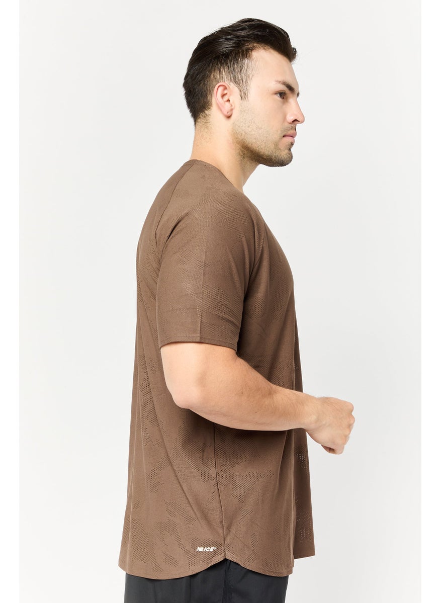 Men Sportswear Fit Short Sleeve Training T Shirt, Brown