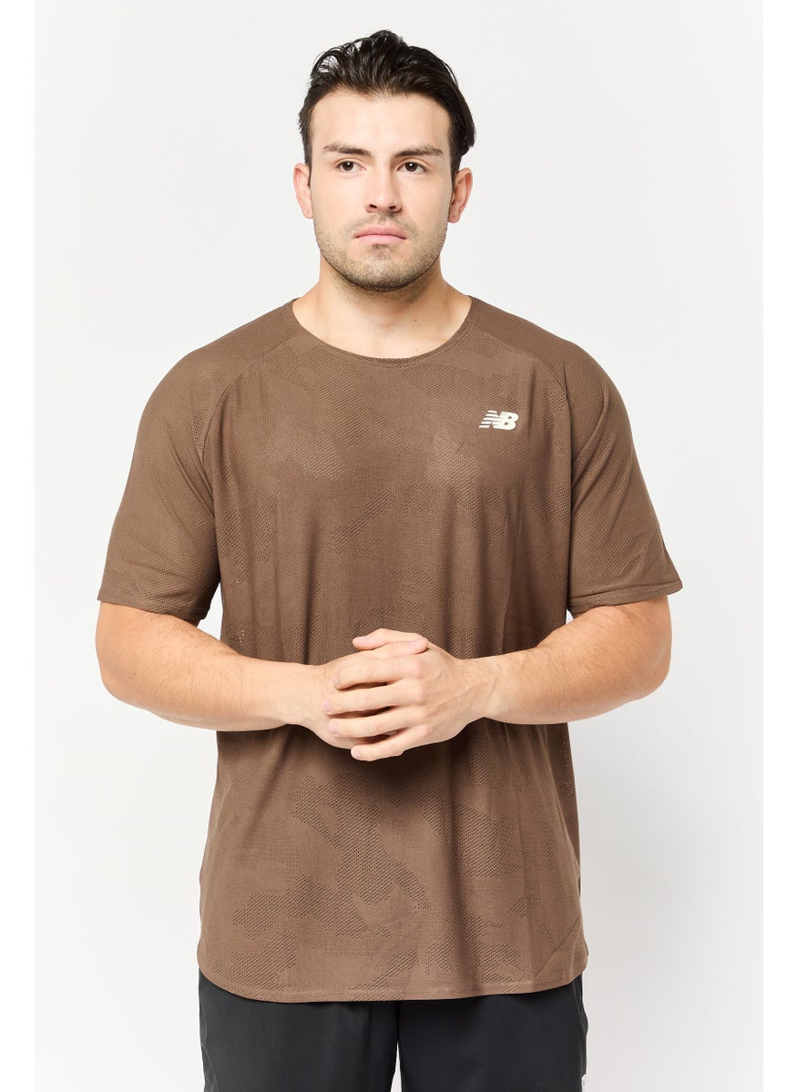 Men Sportswear Fit Short Sleeve Training T Shirt, Brown