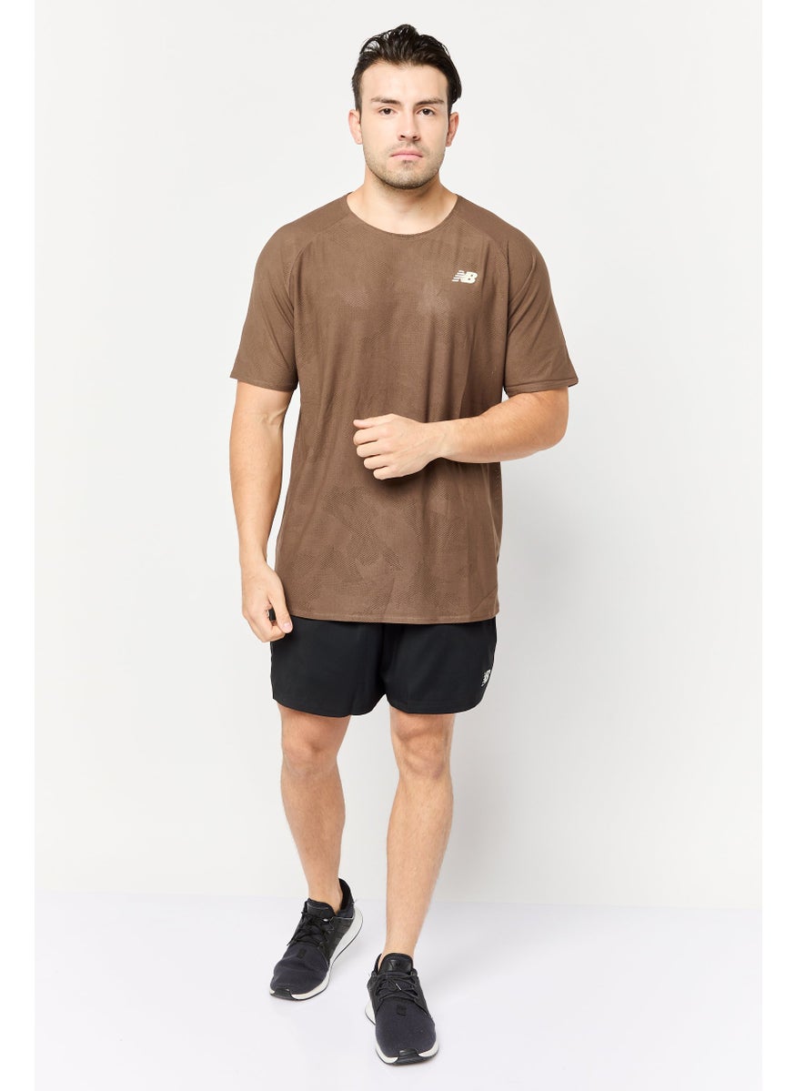 Men Sportswear Fit Short Sleeve Training T Shirt, Brown