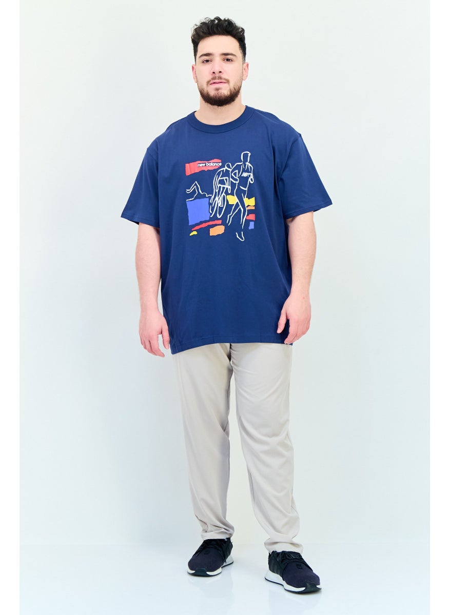 Men Sportswear Fit Short Sleeve Outdoor T Shirt, Navy
