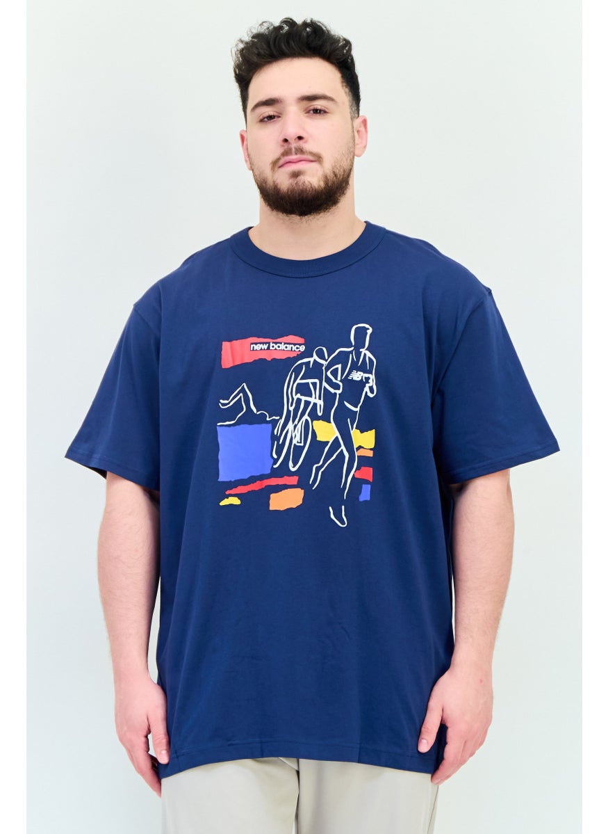 Men Sportswear Fit Short Sleeve Outdoor T Shirt, Navy