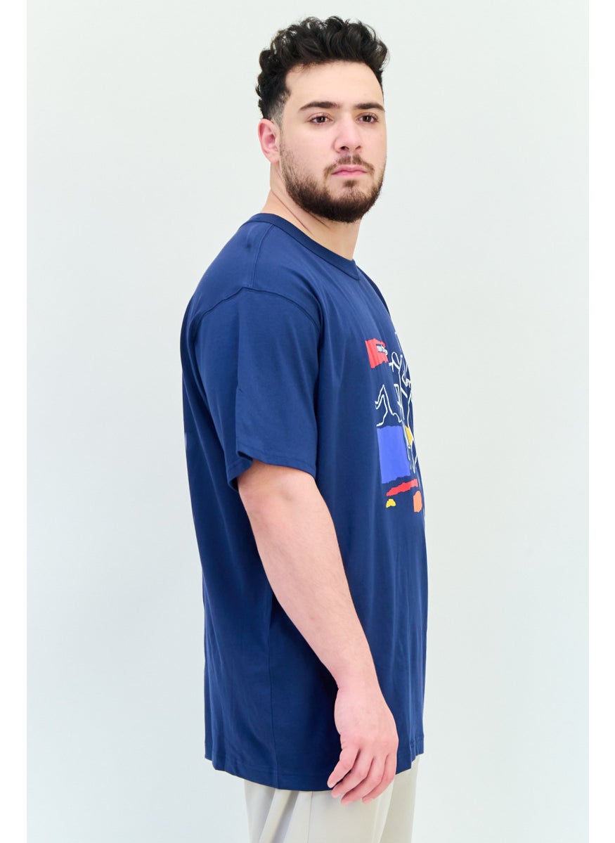 Men Sportswear Fit Short Sleeve Outdoor T Shirt, Navy