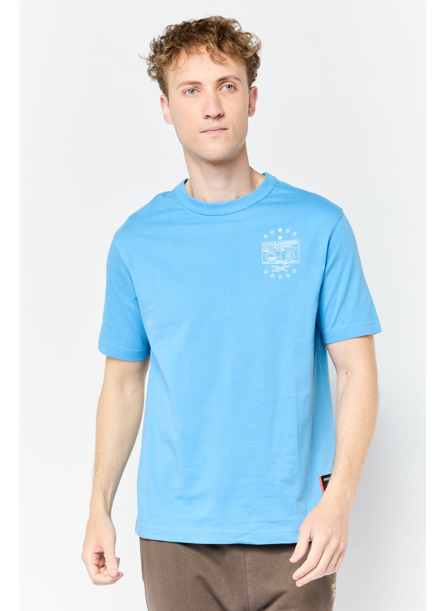 Men Sportswear Fit Short Sleeves Basketball T-shirt, Blue