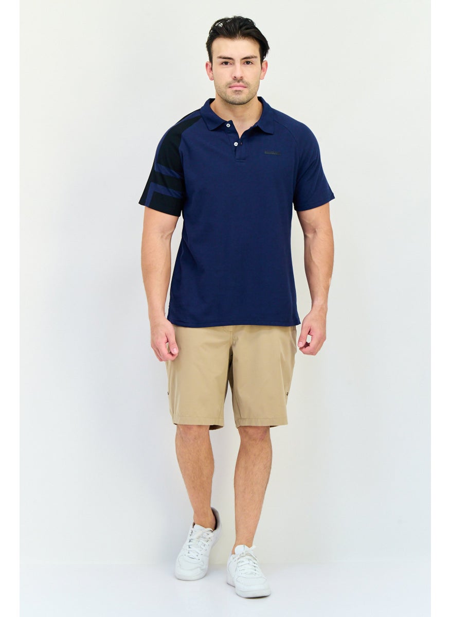 Men Regular Fit Short Sleeve Brand Polo Shirt, Navy