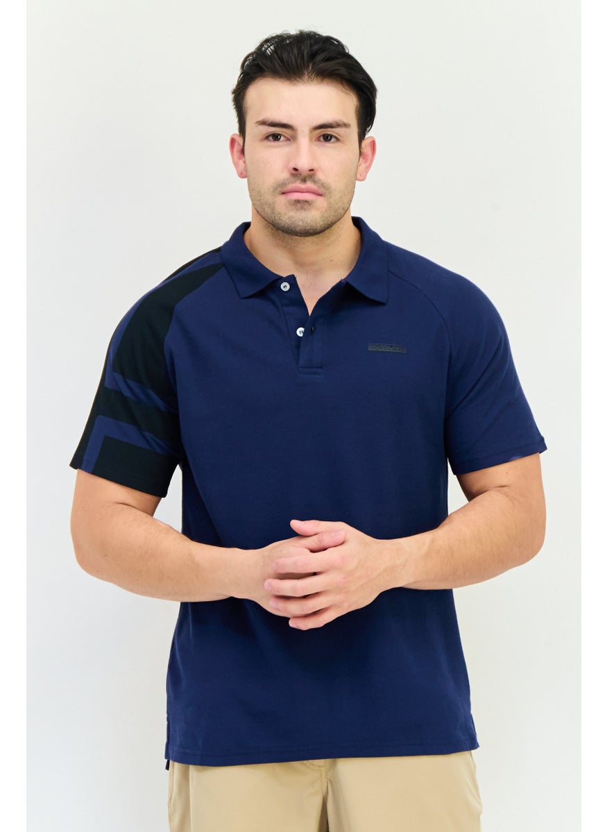 Men Regular Fit Short Sleeve Brand Polo Shirt, Navy