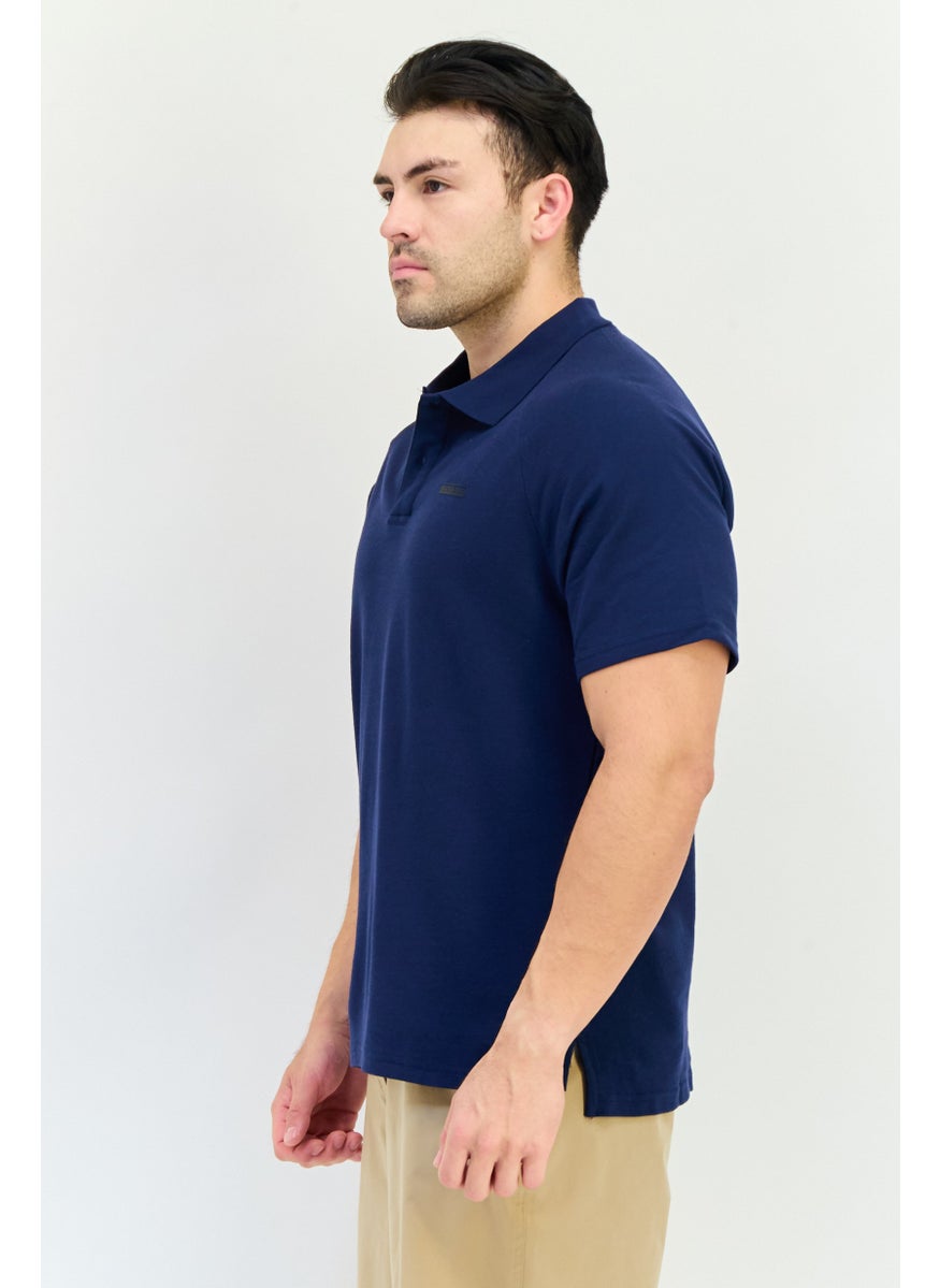 Men Regular Fit Short Sleeve Brand Polo Shirt, Navy