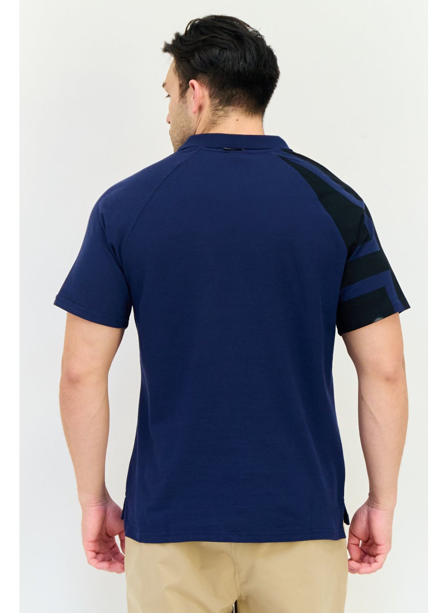 Men Regular Fit Short Sleeve Brand Polo Shirt, Navy