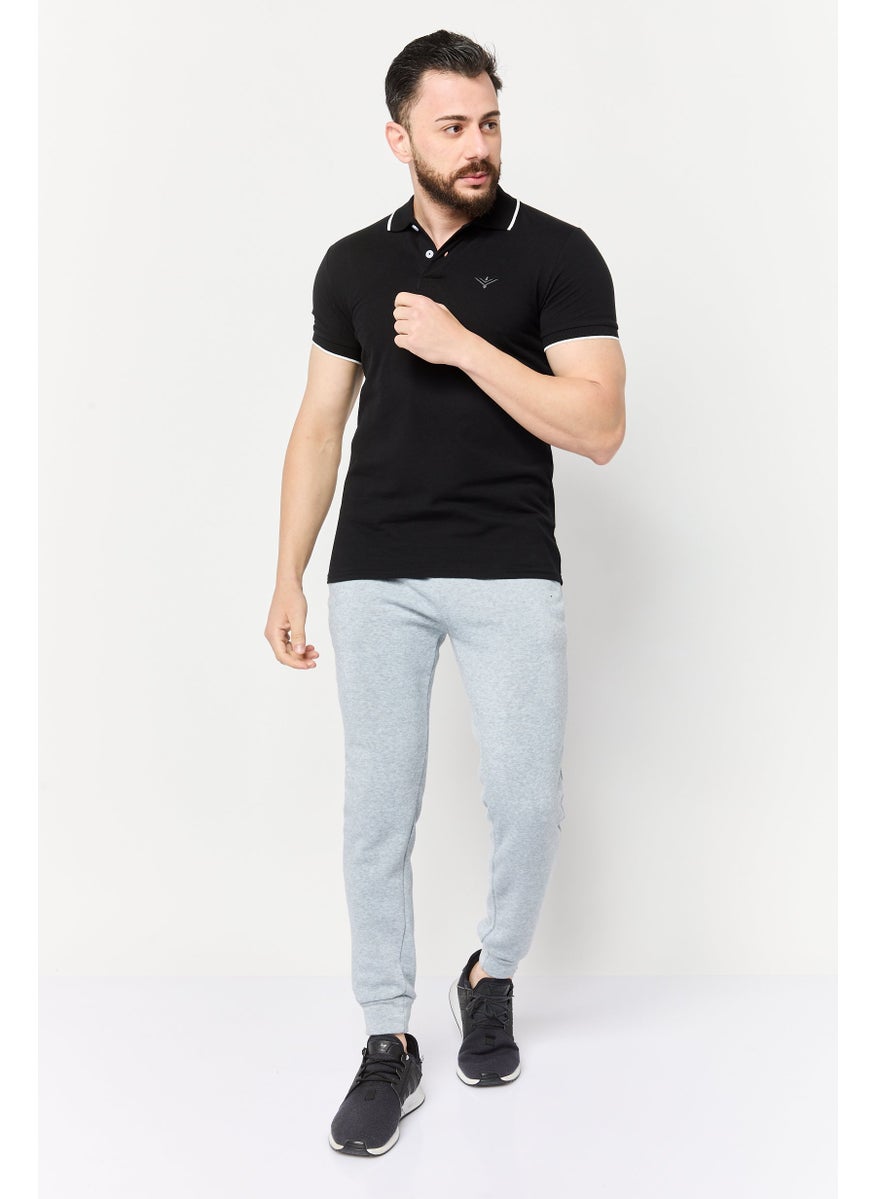 Men Sportswear Fit Short Sleeve Outdoor Polo Shirt, Black