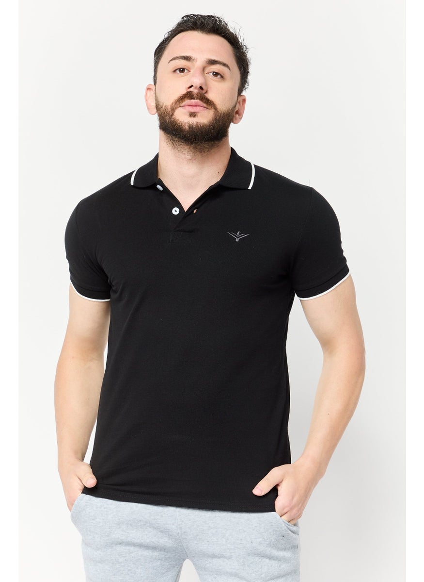Men Sportswear Fit Short Sleeve Outdoor Polo Shirt, Black