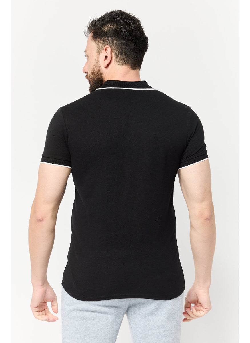 Men Sportswear Fit Short Sleeve Outdoor Polo Shirt, Black
