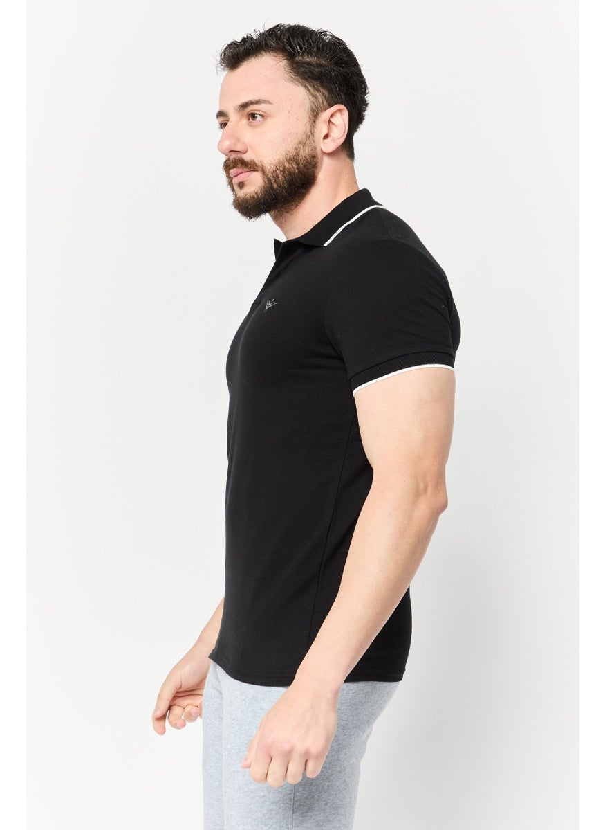 Men Sportswear Fit Short Sleeve Outdoor Polo Shirt, Black