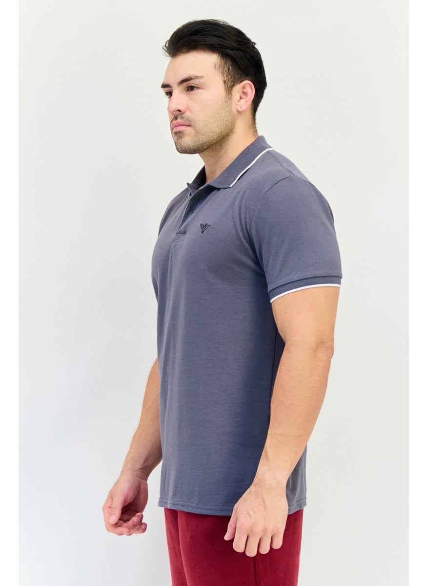 Men Sportswear Fit Short Sleeve Outdoor Polo Shirt, Steel Grey