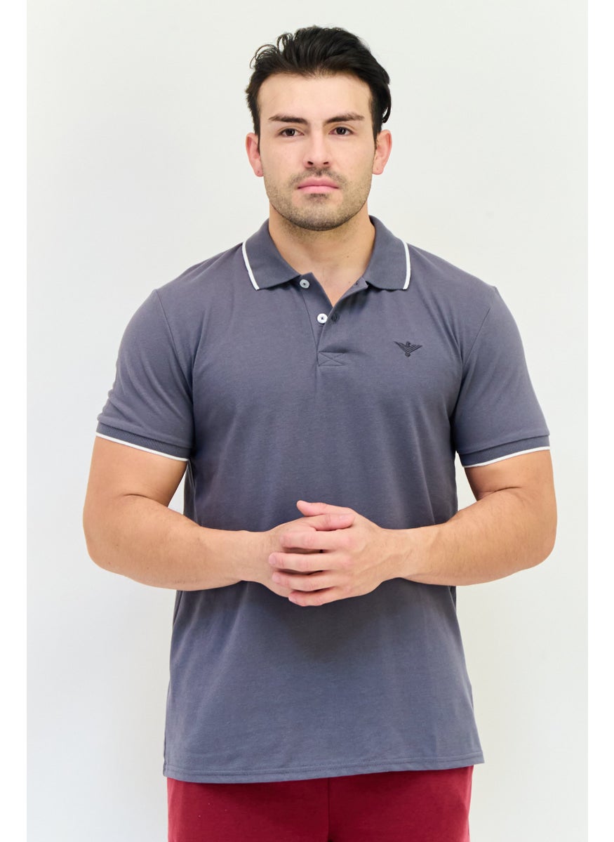 Men Sportswear Fit Short Sleeve Outdoor Polo Shirt, Steel Grey