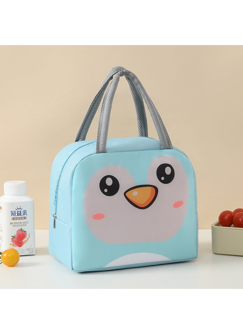 Spot ice bag thermal insulation lunch bag cartoon portable meal bag cute pet lunch box bag fresh-keeping bag thickened Oxford cloth Blue Penguin