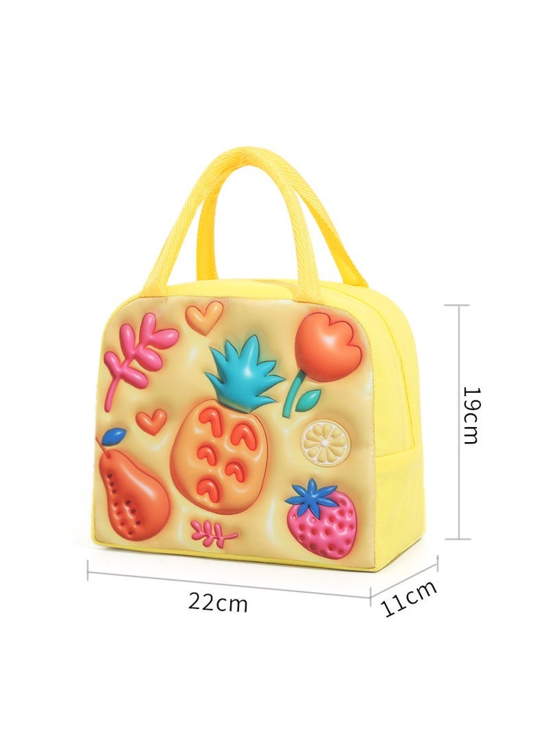 New Kids Cartoon Lunch Bag Insulated Thermal yellow aromatherapy fruit