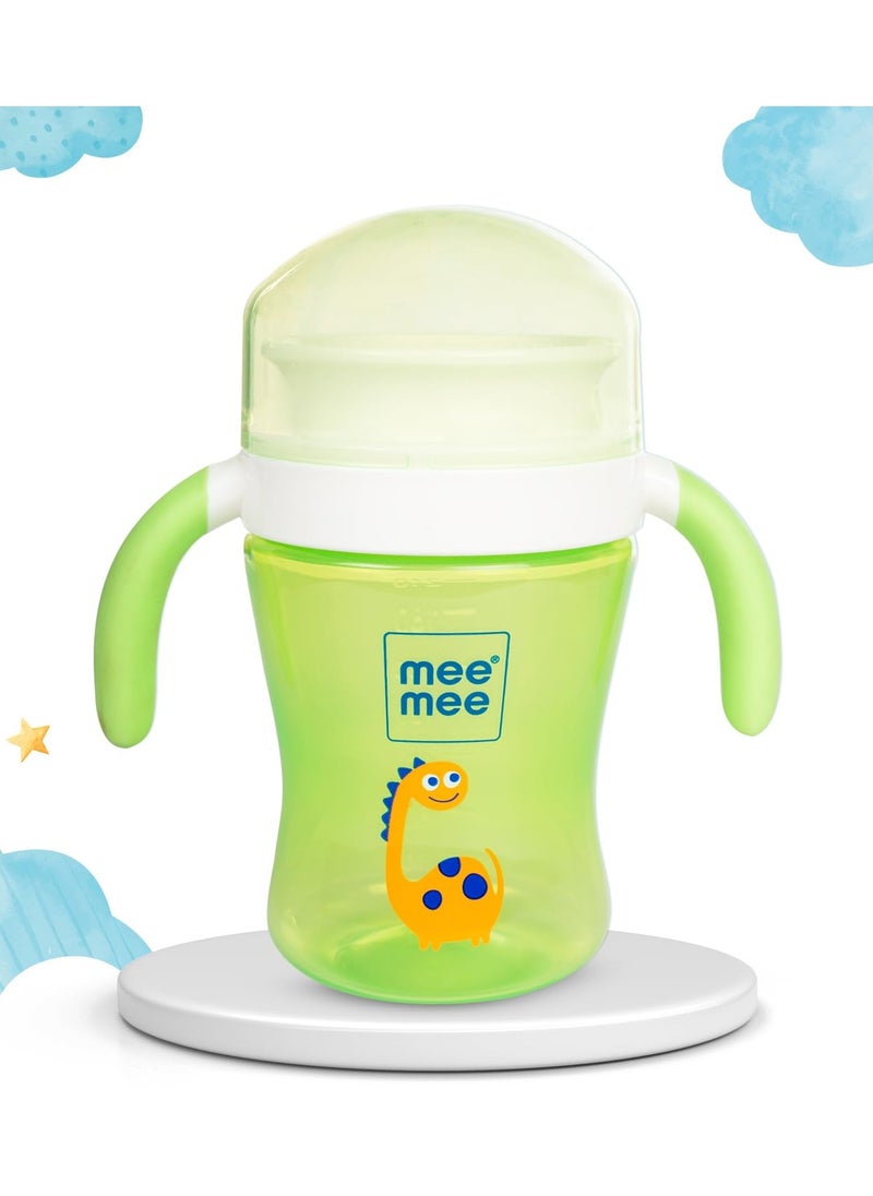 Mee Mee BPA Free 2 in 1 Convertible Sipper Cup with Soft Spout and Straw Anti-Leak Detachable Handle for Babies Toddlers Kids 240ml Green (Silicone)