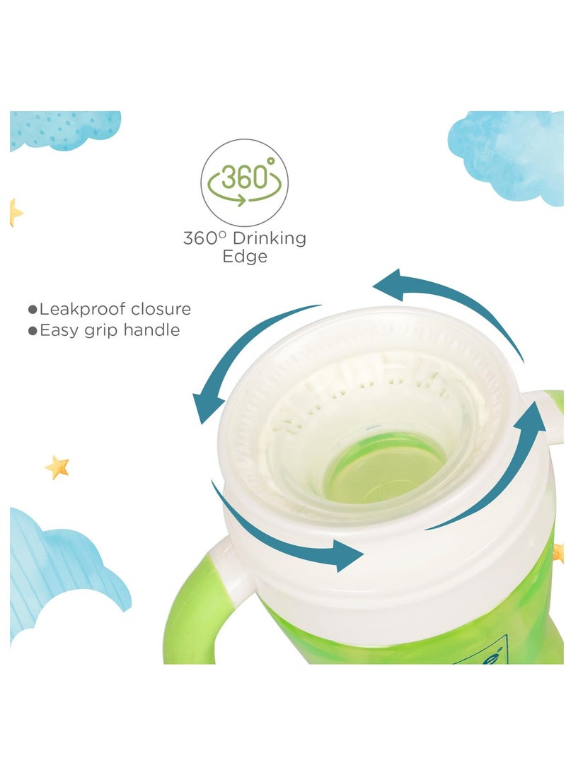 Mee Mee BPA Free 2 in 1 Convertible Sipper Cup with Soft Spout and Straw Anti-Leak Detachable Handle for Babies Toddlers Kids 240ml Green (Silicone)