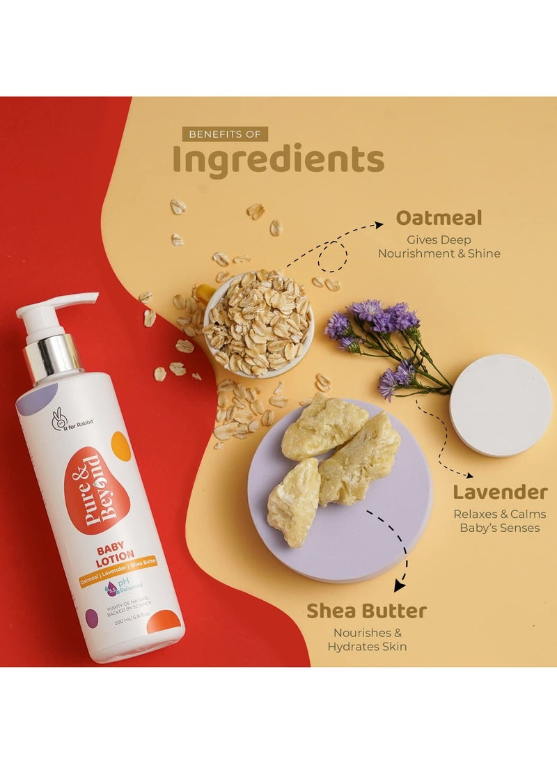 R for Rabbit Baby Lotion 200ml Pure and Beyond Body Moisturizing Lotion Ph 5.5 Suits New born Sensitive Skin Mild and Gentle with Oatmeal and Shea butter