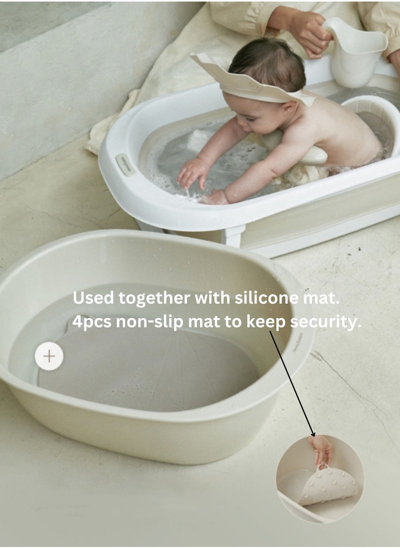 Mini Baby Bath Tub – Safe, Non-Slip, Compact Design – 4 Non-Slip Mats for Extra Security – Ideal for Newborns & Infants
