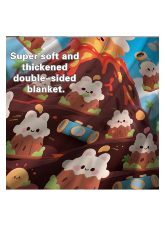 Children's or student cartoon flannel thin blanket (warm and comfortable, suitable for sleep, games) 100cm*150cm - 1115