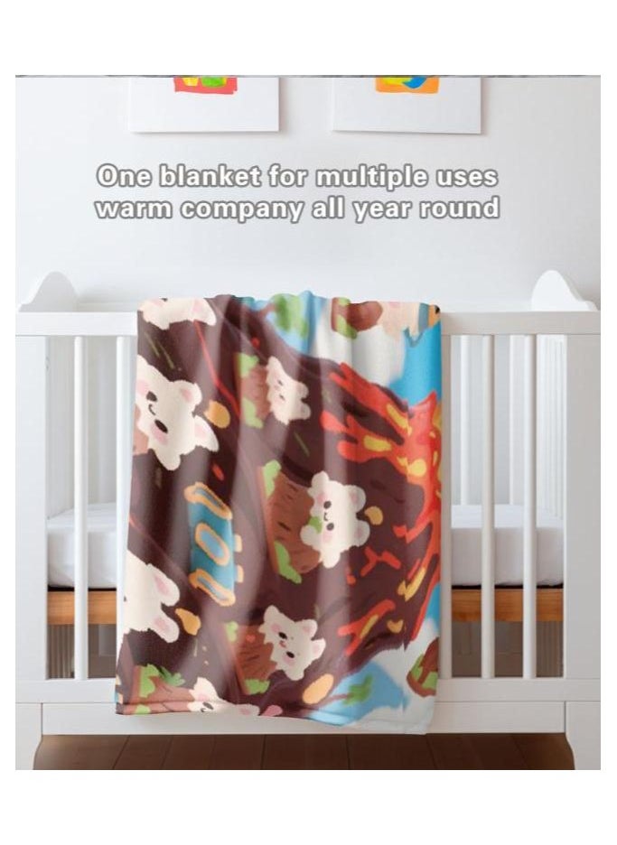Children's or student cartoon flannel thin blanket (warm and comfortable, suitable for sleep, games) 100cm*150cm - 1115