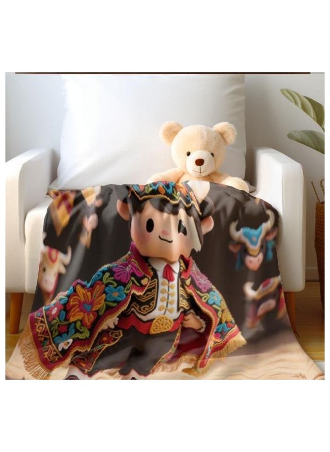 Children's or student cartoon flannel thin blanket (warm and comfortable, suitable for sleep, games) 100cm*150cm - 1020