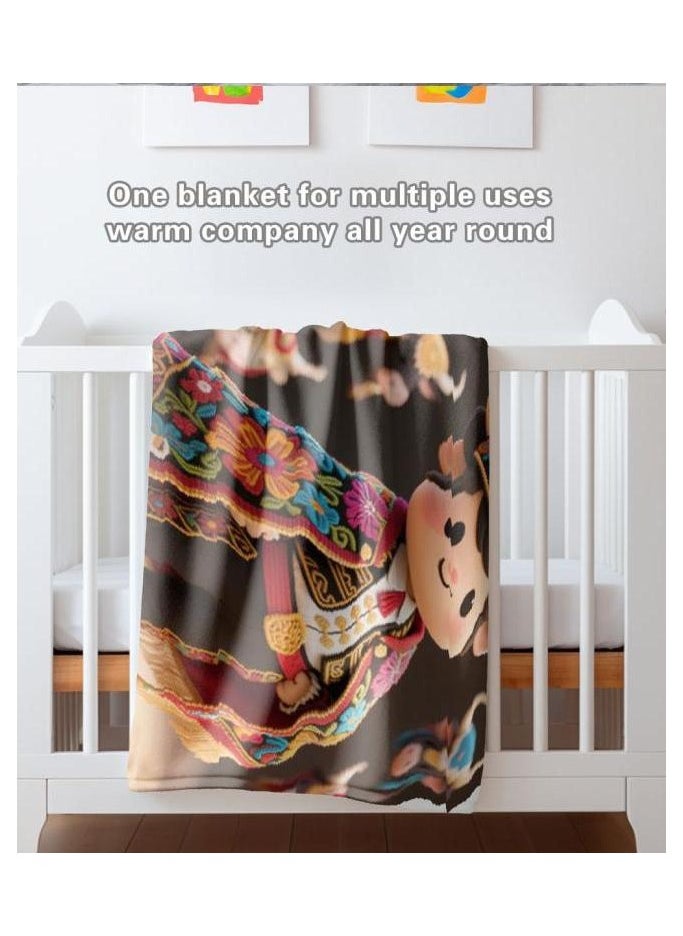 Children's or student cartoon flannel thin blanket (warm and comfortable, suitable for sleep, games) 100cm*150cm - 1020