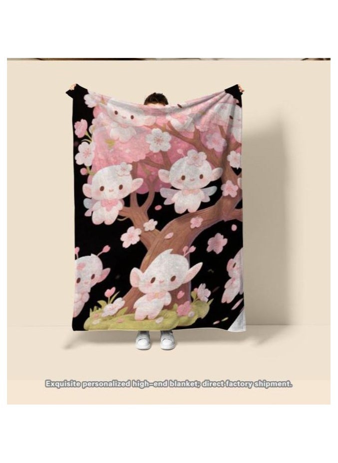 Children's or student cartoon flannel thin blanket (warm and comfortable, suitable for sleep, games) 100cm*150cm - 744