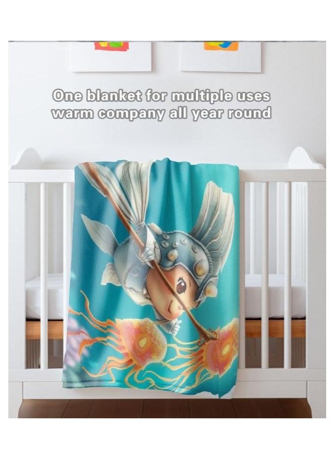 Children's or student cartoon flannel thin blanket (warm and comfortable, suitable for sleep, games) 100cm*150cm - 965