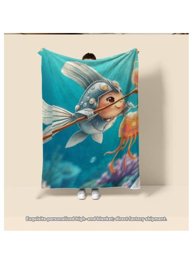 Children's or student cartoon flannel thin blanket (warm and comfortable, suitable for sleep, games) 100cm*150cm - 965