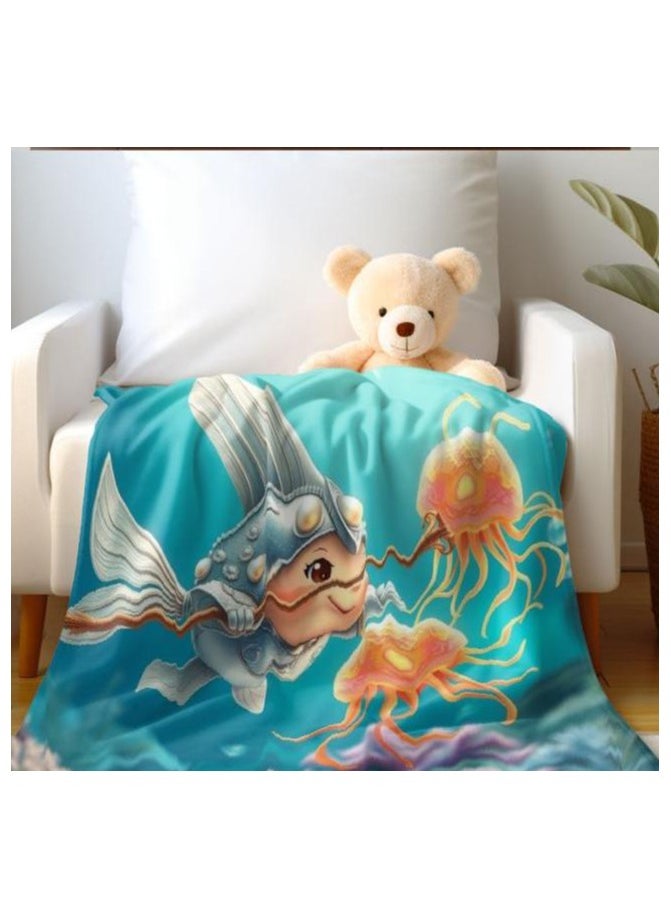 Children's or student cartoon flannel thin blanket (warm and comfortable, suitable for sleep, games) 100cm*150cm - 965
