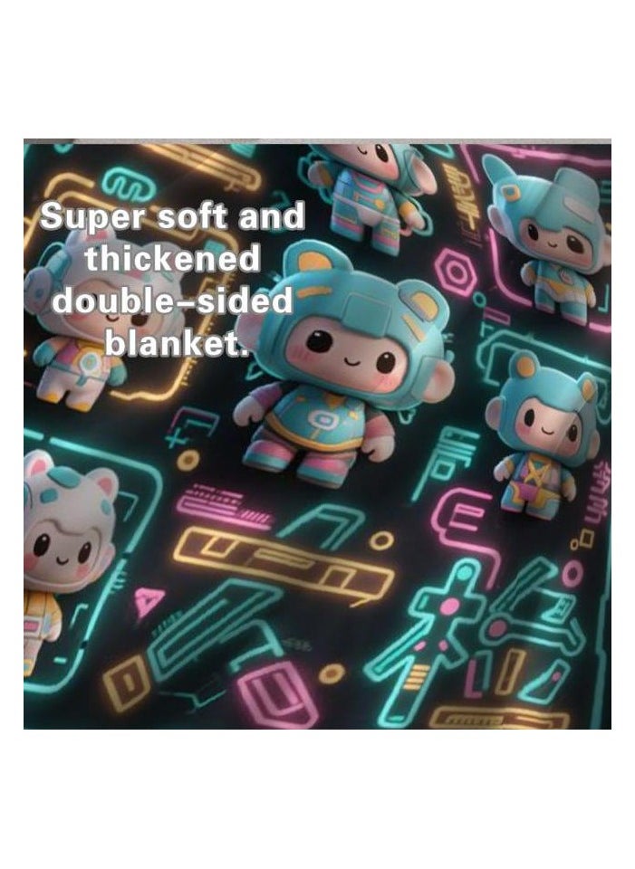 Children's or student cartoon flannel thin blanket (warm and comfortable, suitable for sleep, games) 100cm*150cm - 99