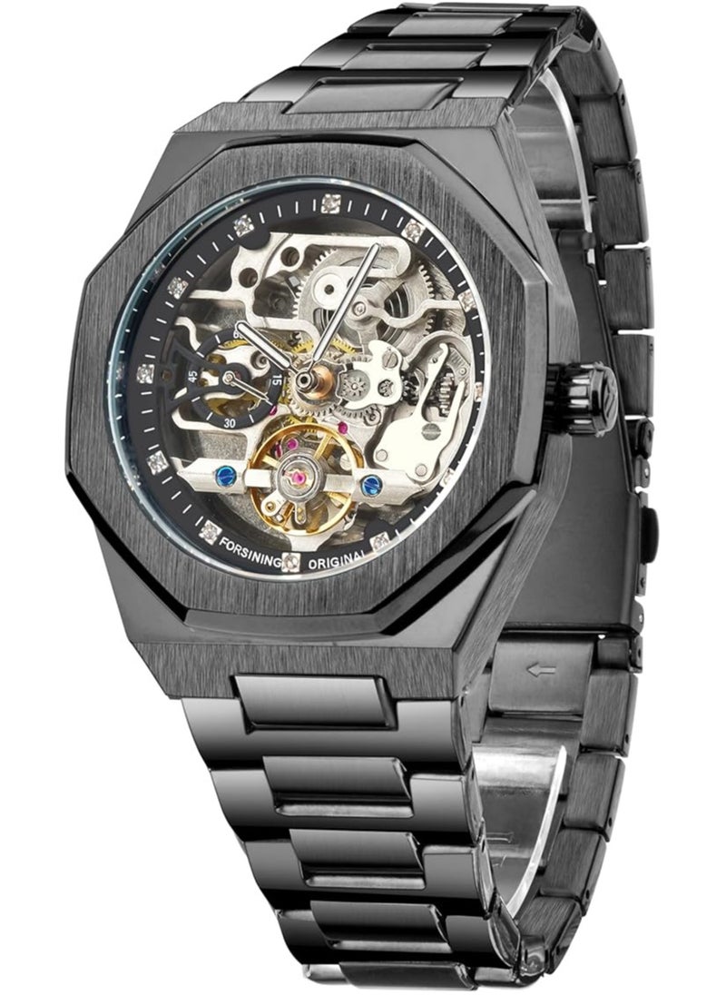 Watches for Men Watch Stainless Steel Luxury Luminous Water Resistant Automatic Mechanical Wristwatch 375BK