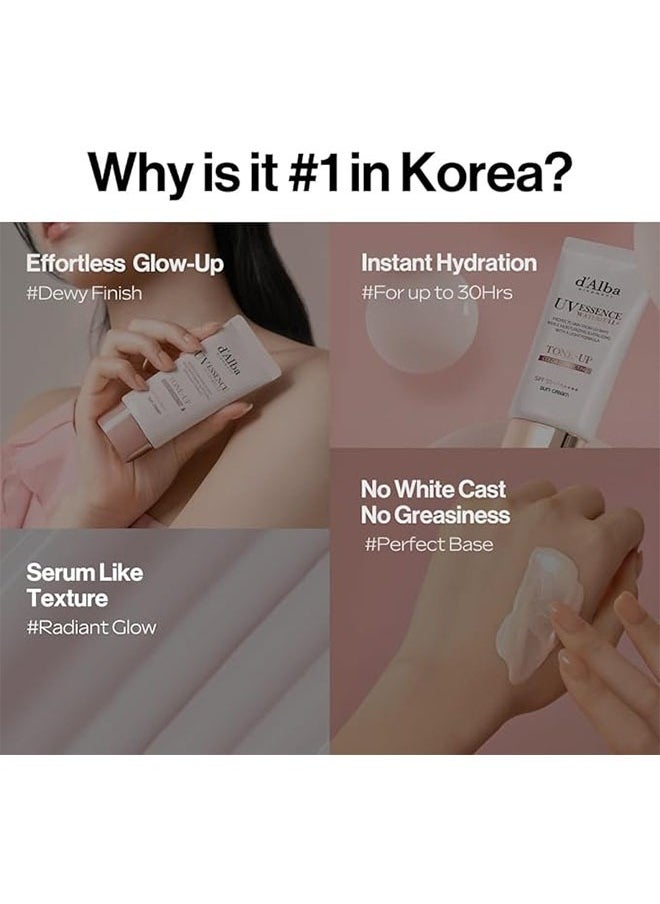 UV Essence Waterfuli Sun Cream, Protects Skin From UV Rays, Moisturizing and Vtalizing with Light Formula, Tone Up Color Correcting with SPF 50+ PA++++ Sunscreen