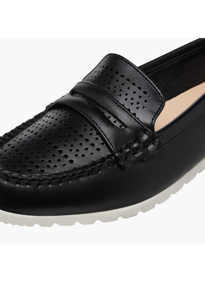 Women's Perforation Detail Slip-On Loafers