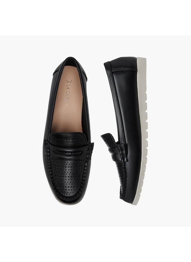 Women's Perforation Detail Slip-On Loafers