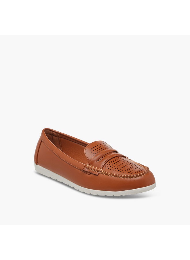 Women's Perforation Detail Slip-On Loafers