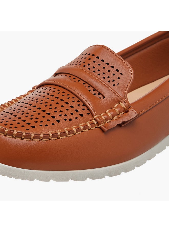Women's Perforation Detail Slip-On Loafers