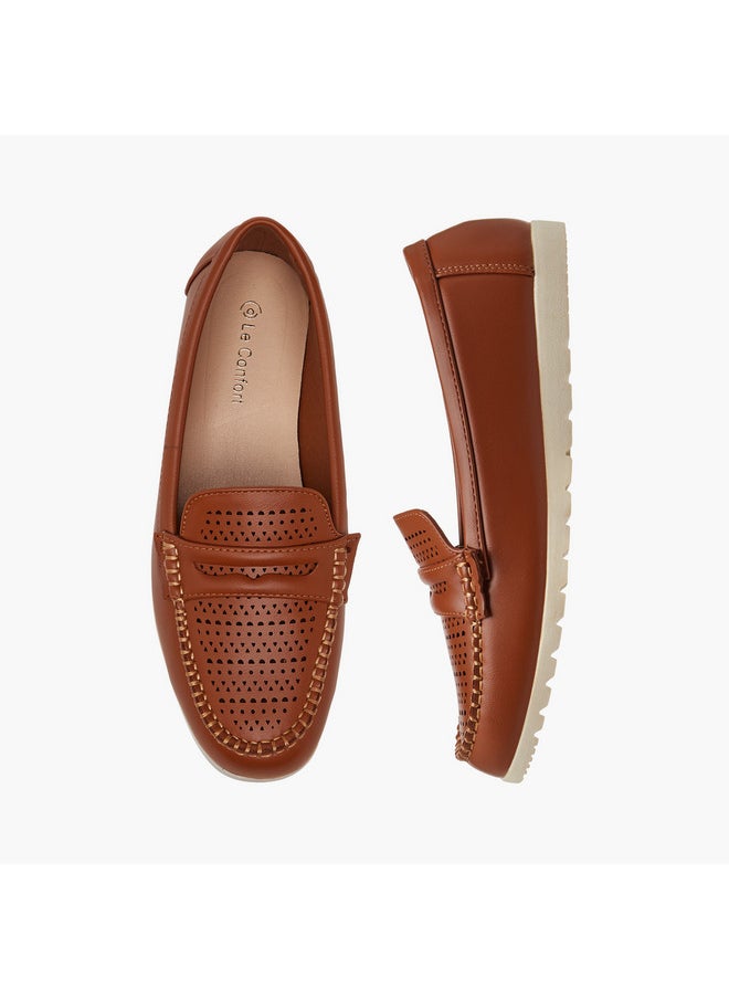 Women's Perforation Detail Slip-On Loafers