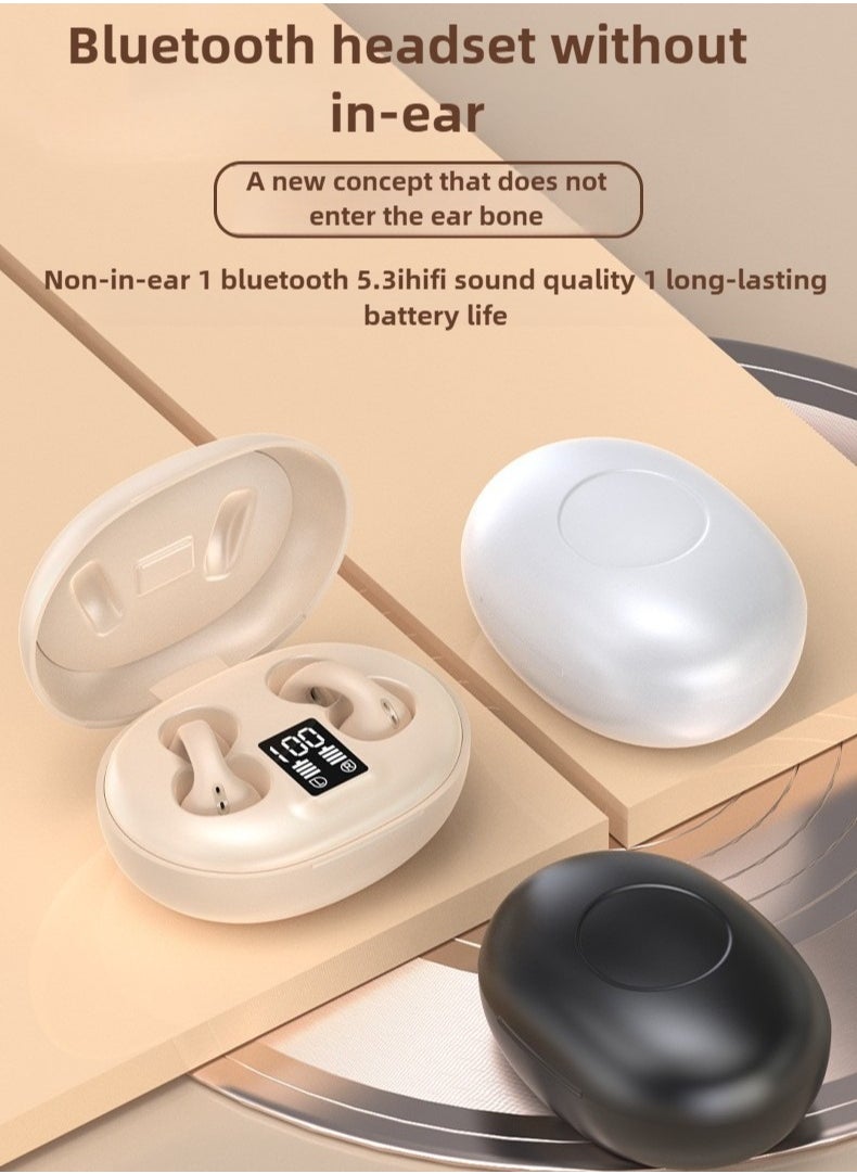 Clip-On Open-Ear Headphones, Secure Fit for Sports, HiFi Sound Quality, 36-Hour Battery Life, LED Power Display, IPX5 Waterproof  Bluetooth 5.3, Low Latency for Gaming, Fast Charging, Full Device Co