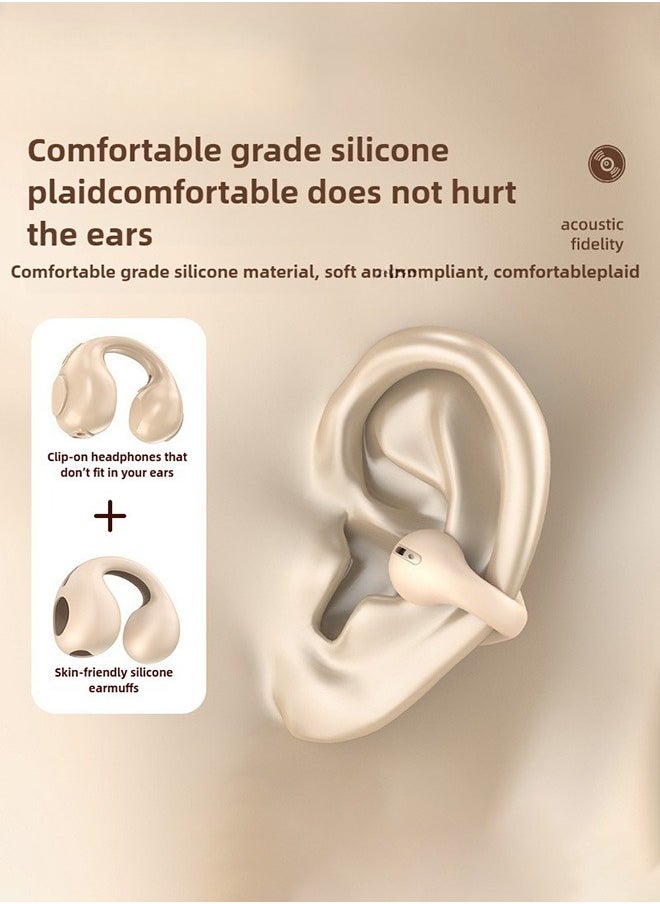 Clip-On Open-Ear Headphones, Secure Fit for Sports, HiFi Sound Quality, 36-Hour Battery Life, LED Power Display, IPX5 Waterproof  Bluetooth 5.3, Low Latency for Gaming, Fast Charging, Full Device Co