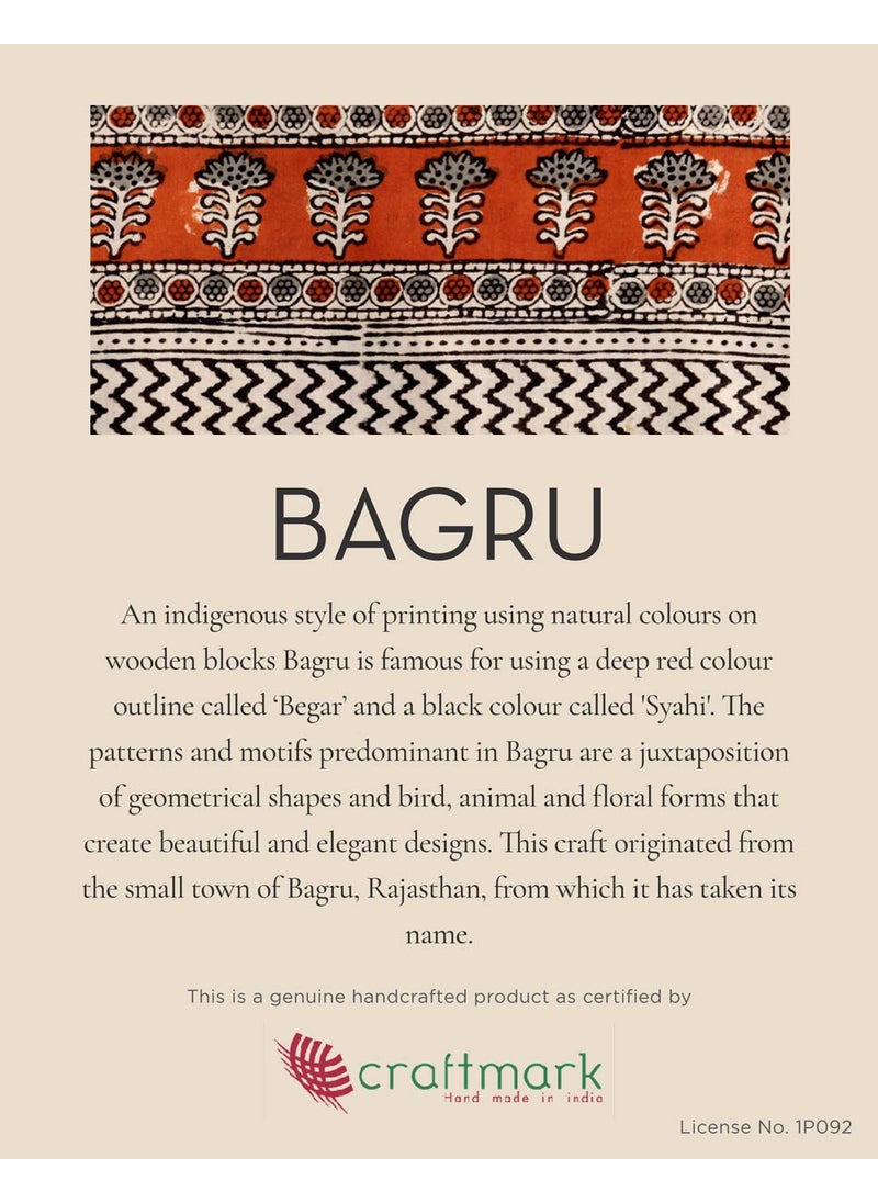 Indigo Cotton Bagru Printed Long Kurta