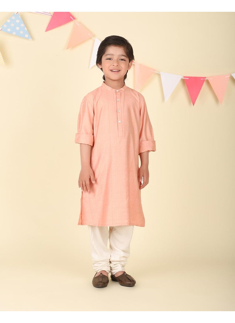 Orange Viscose Blend Cutwork 2Pc Kurta Set