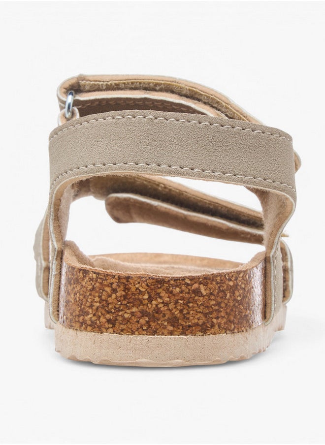 Solid Sandals with Hook and Loop Closure