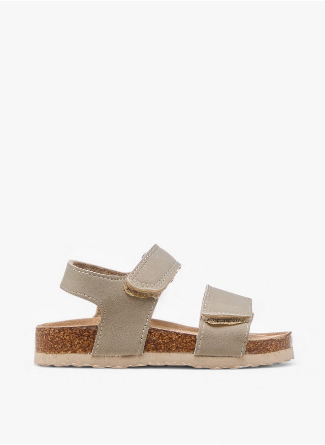 Solid Sandals with Hook and Loop Closure
